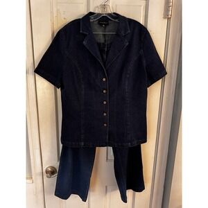 VTG Metro Blues Women's Sz‎ 18 Blue Jean Matching Jacket and Jeans Set Y2K Retro